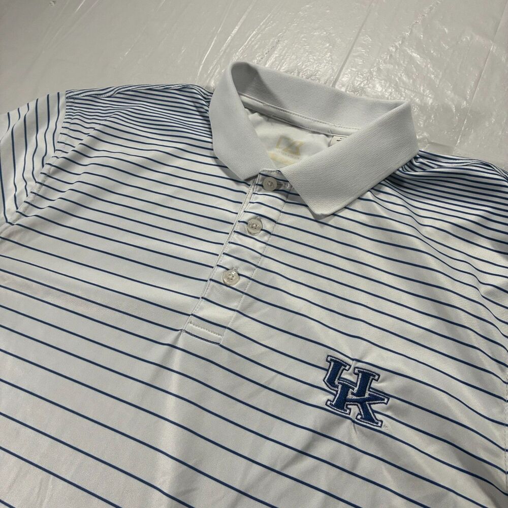 Kentucky Wildcats Cutter & Buck White Striped Polo Men's Large NCAA SEC